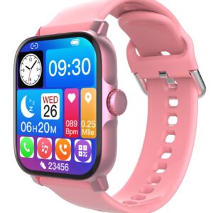 1pc Women Men Pink Silicone Strap Sporty Activity Touch Screen Fitness Tracker With Heart Rate Monitoring Square Smart Watch, For A Gift
