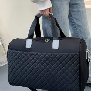 Men Quilted Pattern Large Capacity Duffel Bag
